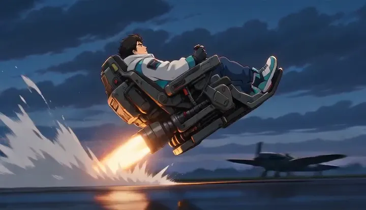 An ejection seat fires clear of a moving aircraft. Sample 2 · frame 0120.