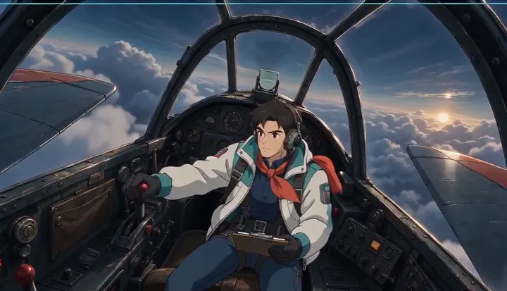A pilot watches the instruments from a fighter cockpit. Sample 3 · frame 0176.