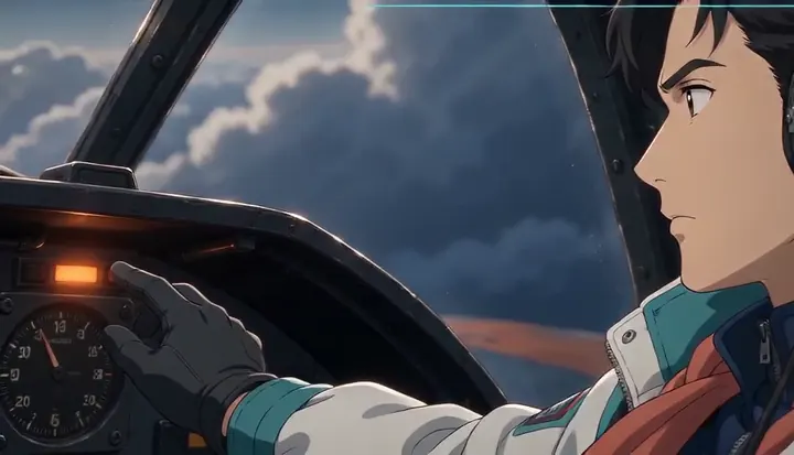 A pilot concentrates inside a fighter cockpit. Sample 3 · frame 0204.