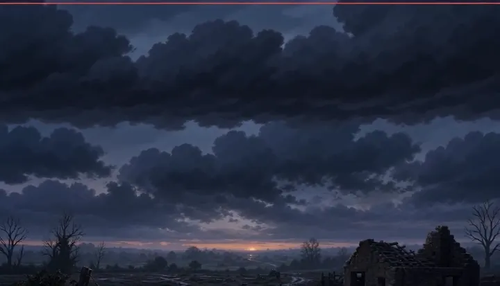 A bright flare falls through storm clouds. Sample 3 · frame 0216.