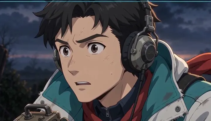 A headset-wearing crew member watches the horizon. Sample 3 · frame 0207.