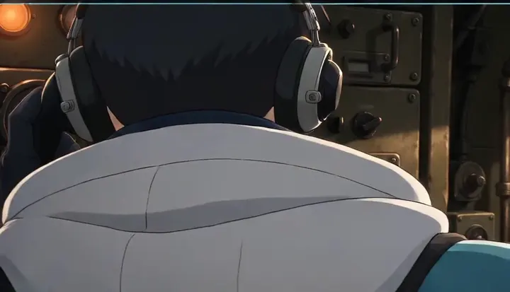 A headset-wearing crew member faces the driver. Sample 2 · frame 0144.