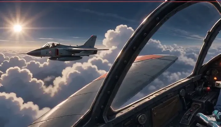 A pilot banks above a cloud layer. Sample 1 · frame 0068.