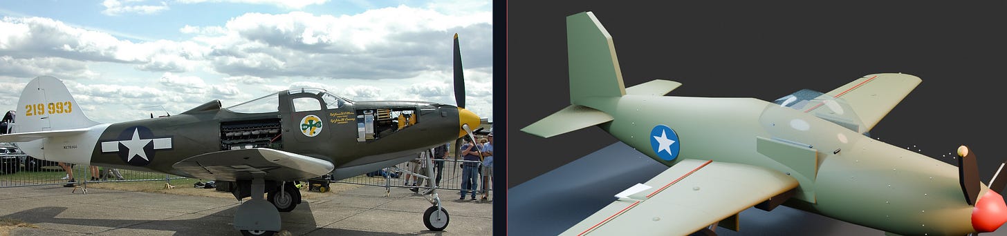 When AI-Driven Blender Modeling Fails: P-39 Airacobra image from the original Advisory Hour post.