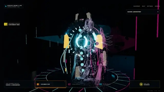 The glowing containment machine inside Apostate Engine 185.