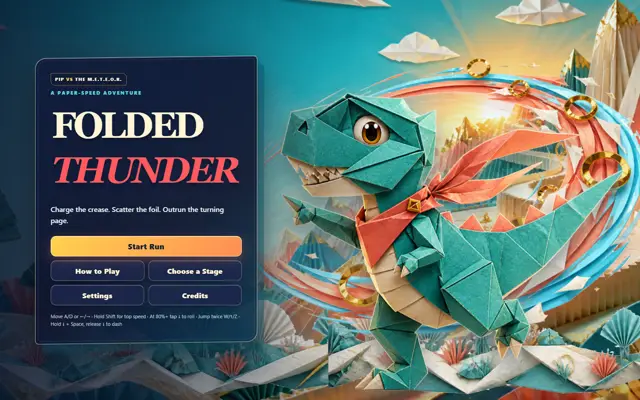Pip runs through a folded paper world in Folded Thunder.