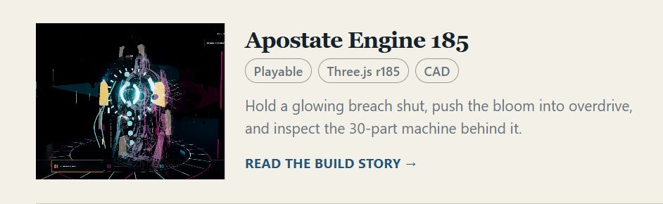 The Apostate Engine: Weird Aerospace image from the original Advisory Hour post.