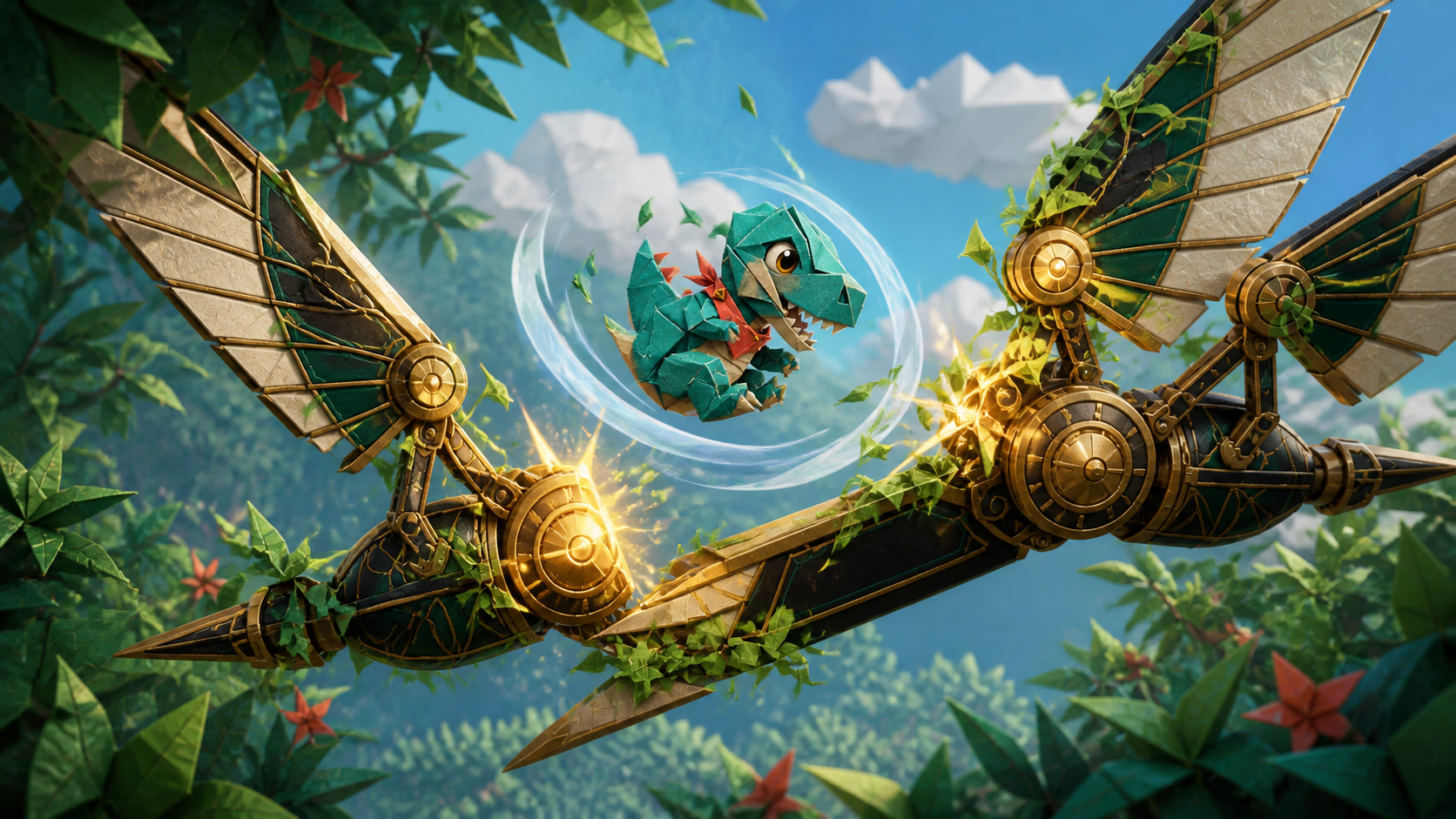 Pip double-jumping between the open golden hinges of Sky Scissors.