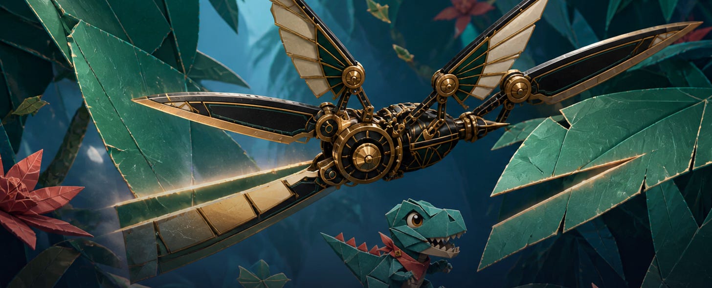 Early Folded Thunder artwork showing Pip inside the vivid paper world.