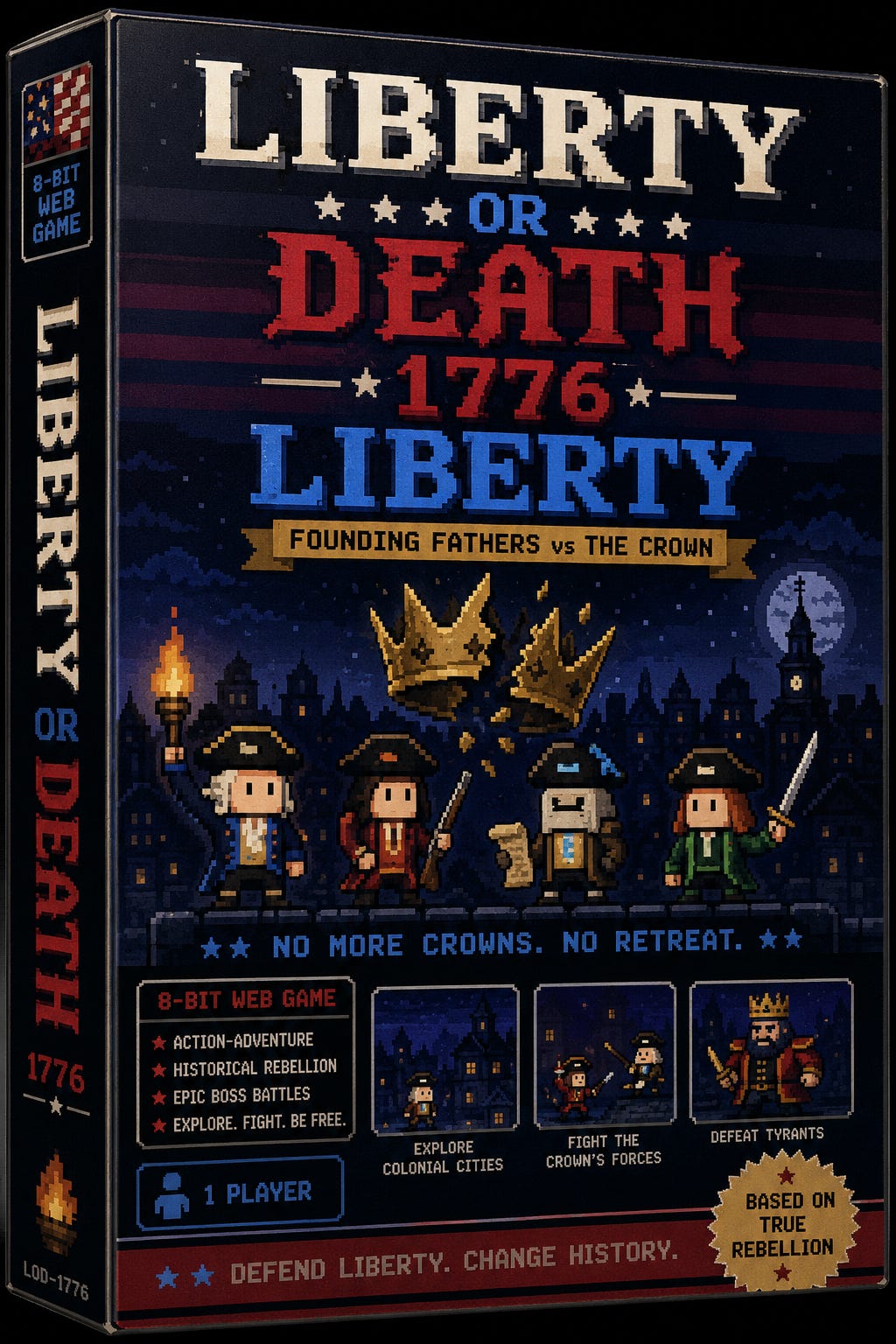 Summer into AI 2026: Megaman 1776 or "Liberty of Death 1776: Liberty, Founding Fathers vs The Crown" screenshot from the original Substack post.