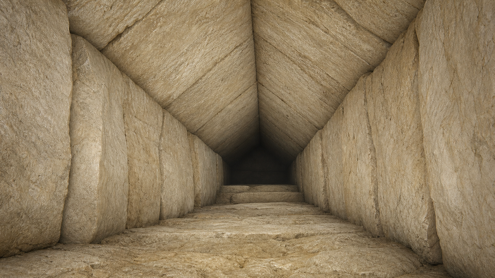 Reconstructed North Face Corridor with chevron roof