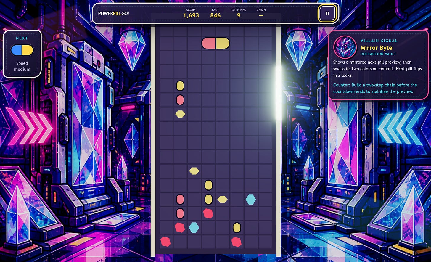 GameLab: PowerPillGo! image from the original Advisory Hour post.