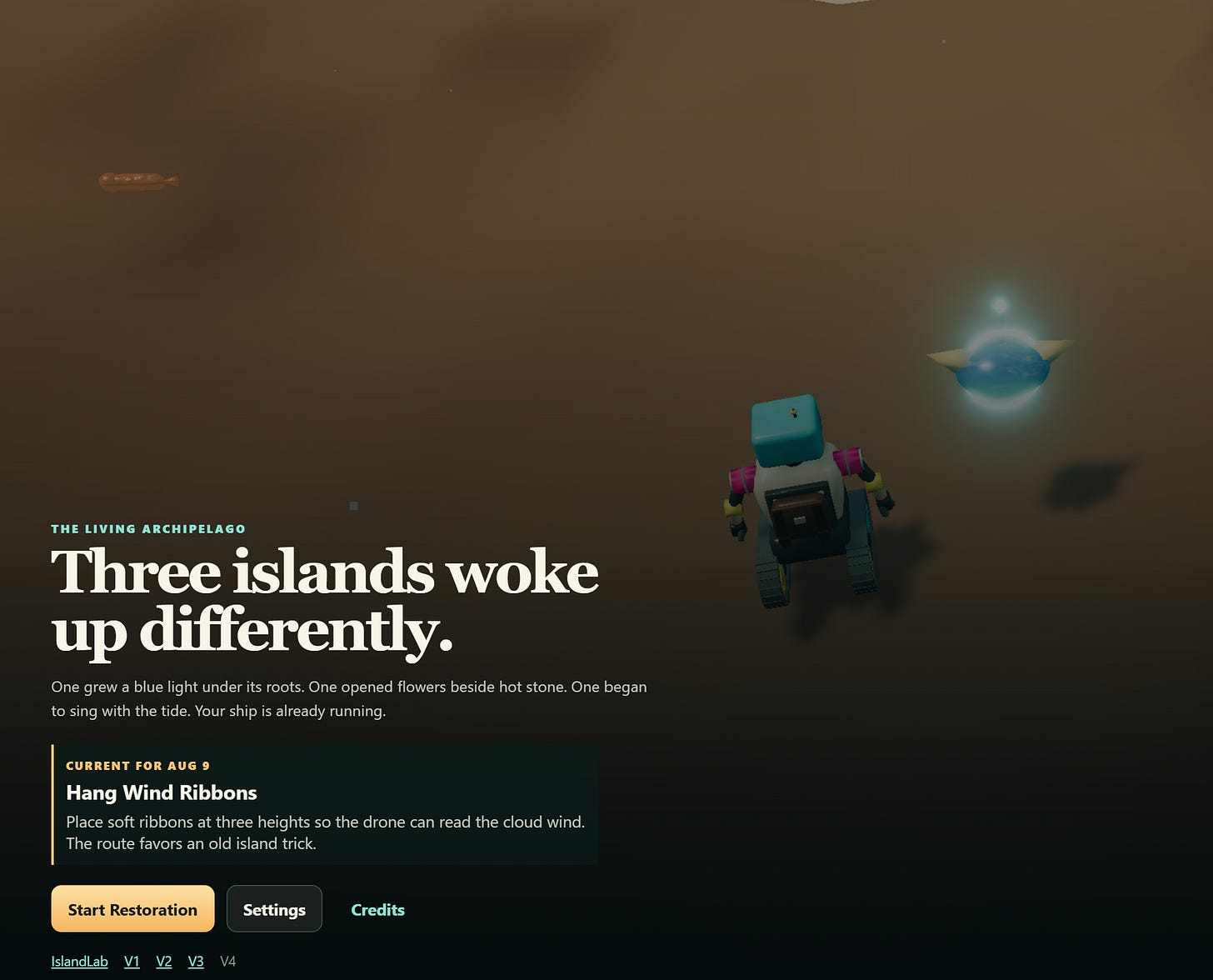 Island-v4 Experiment: Gameplay Theories image from the original Advisory Hour post.
