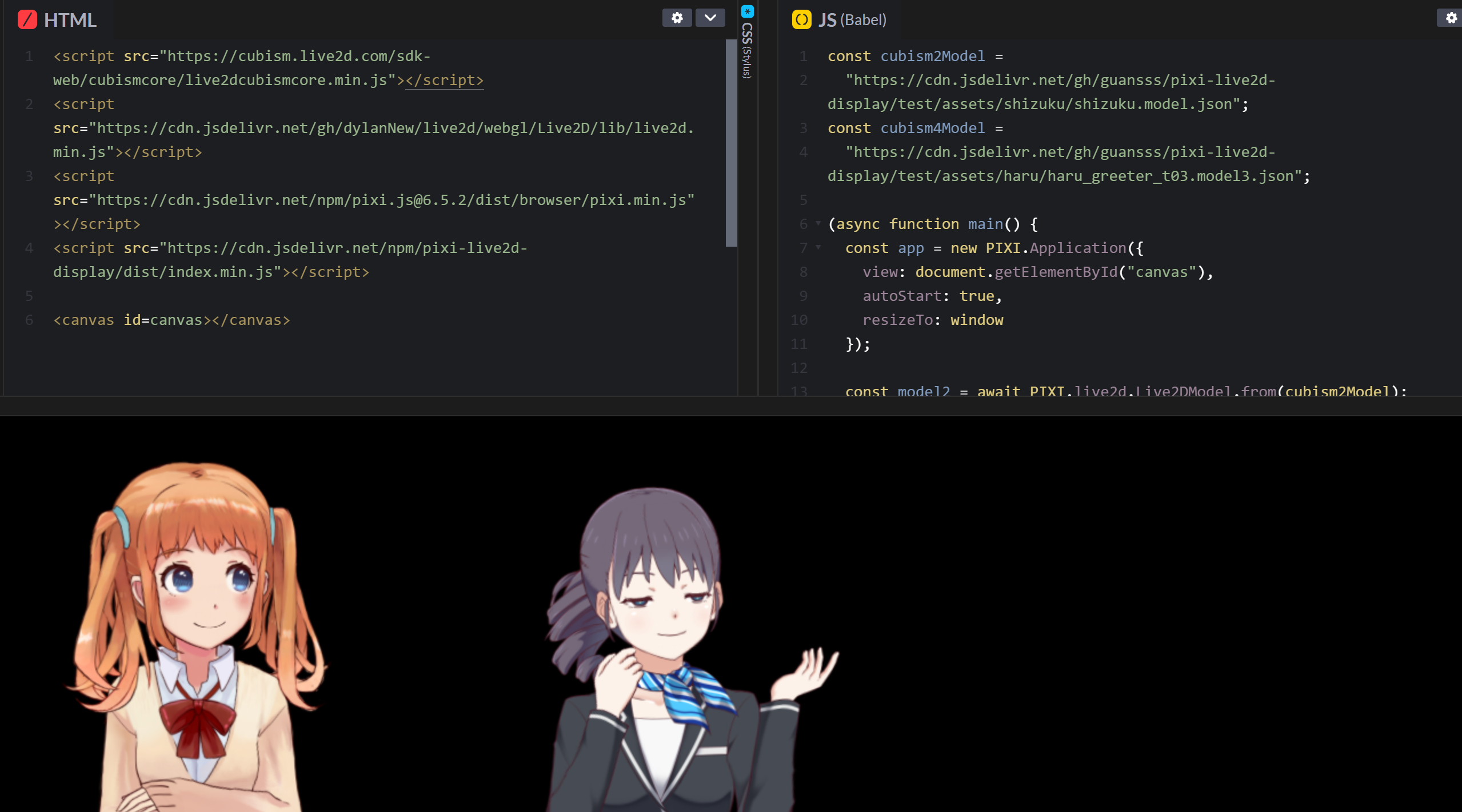 Pixi live2d display example