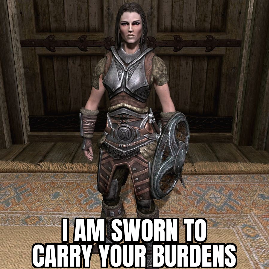 Lydia is so useless without carrying your items or learning any  conjuring/summoning spells : r/SkyrimMemes