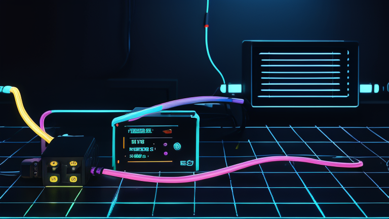 Cyberpunk edge AI board on a dark lab workbench.