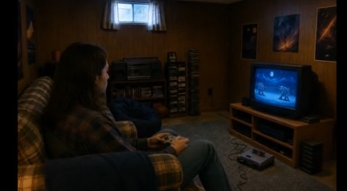 Generated 1990s basement scene from John's World.