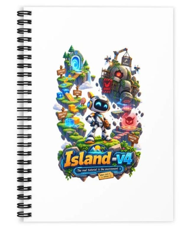 Product mockup for Ruled Line Spiral Notebook - Island V4 Class in Session.