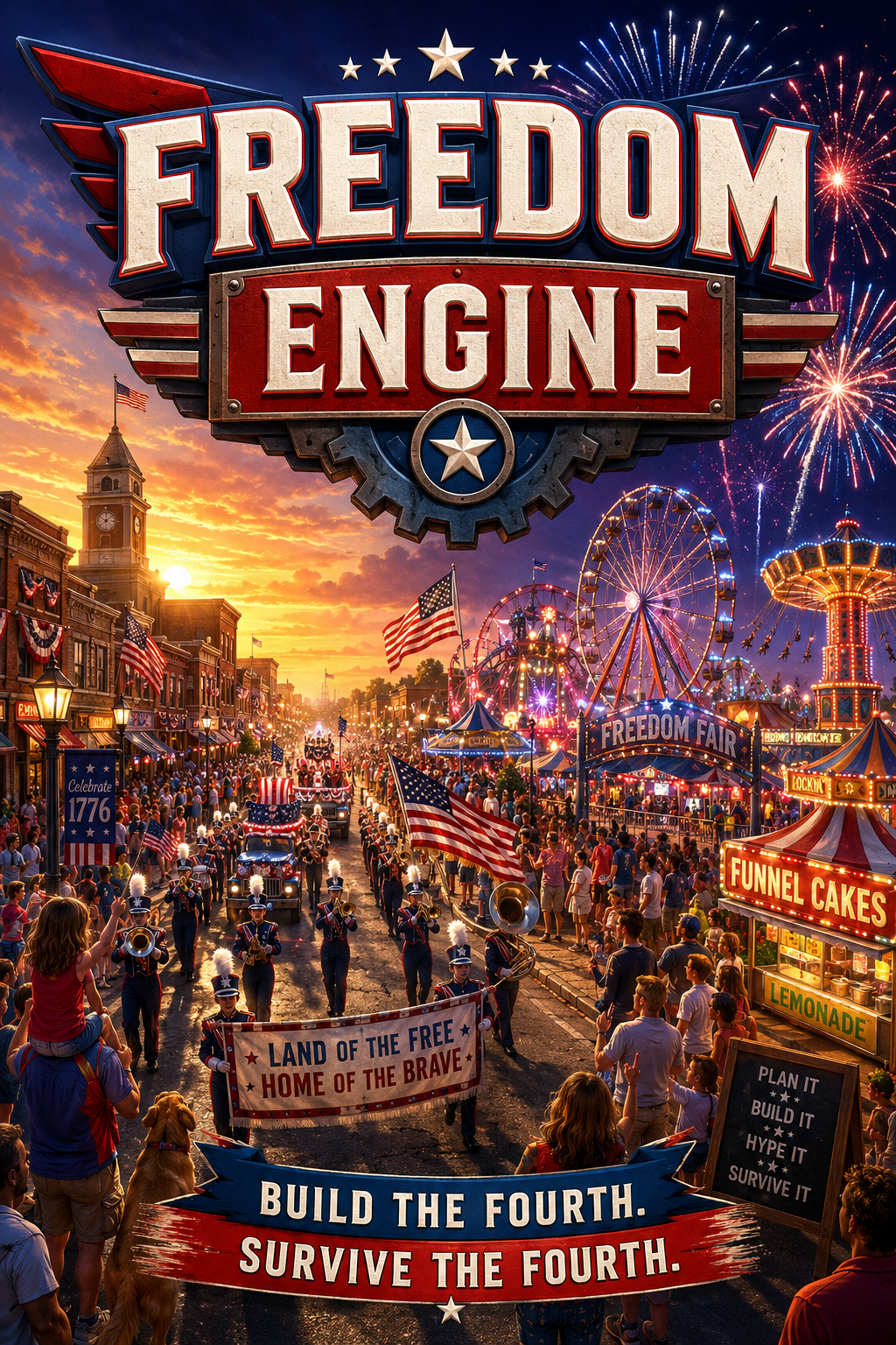 Freedom Engine: Red, White & Boomtown screenshot from the original Substack post.