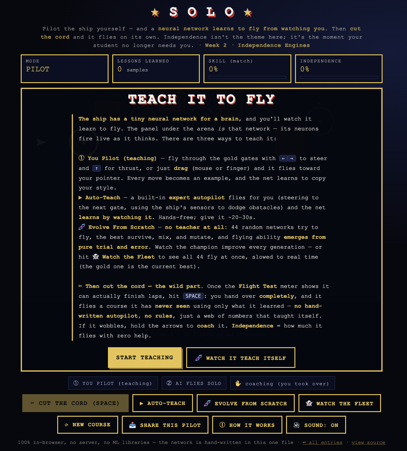 SOLO: teaching a neural network to fly — and what I learned building it from scratch screenshot from the original Substack post.