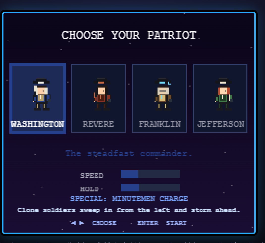 Summer into AI 2026: Megaman 1776 or "Liberty of Death 1776: Liberty, Founding Fathers vs The Crown" screenshot from the original Substack post.