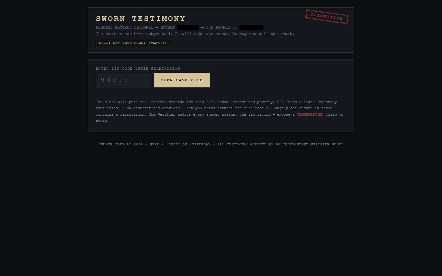 Summer into AI 2026: Sworn Testimony screenshot from the original Substack post.