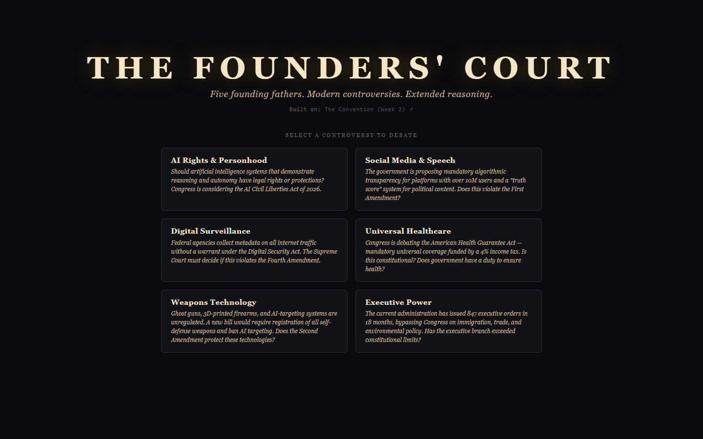 Summer into AI 2026: The Founders' Court screenshot from the original Substack post.