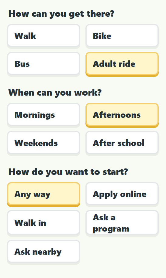 Summer into AI: Week2 Submission: Eric's Summer Job Finder for Kids screenshot from the original Substack post.
