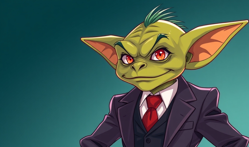 anime goblin wearing corporate suit