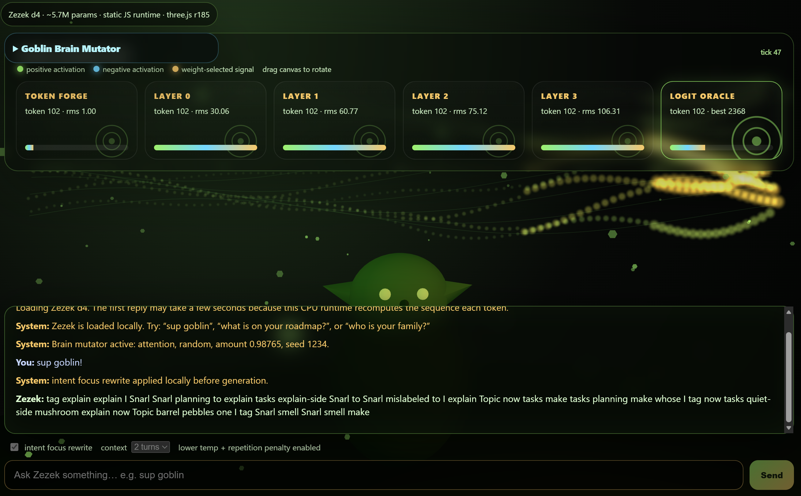 Summer into AI: Week2 Submission: Zezek the Goblin: Web based Goblin Brain screenshot from the original Substack post.