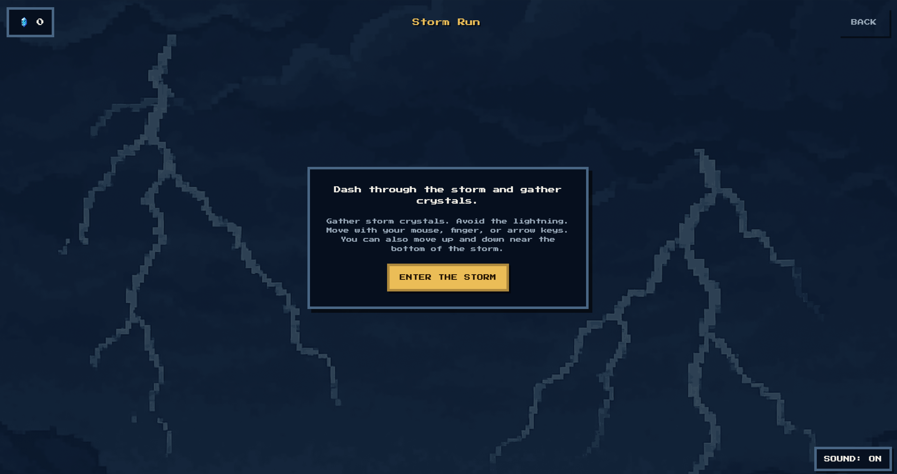 Bird flying through a lightning and gem-collection mini-game
