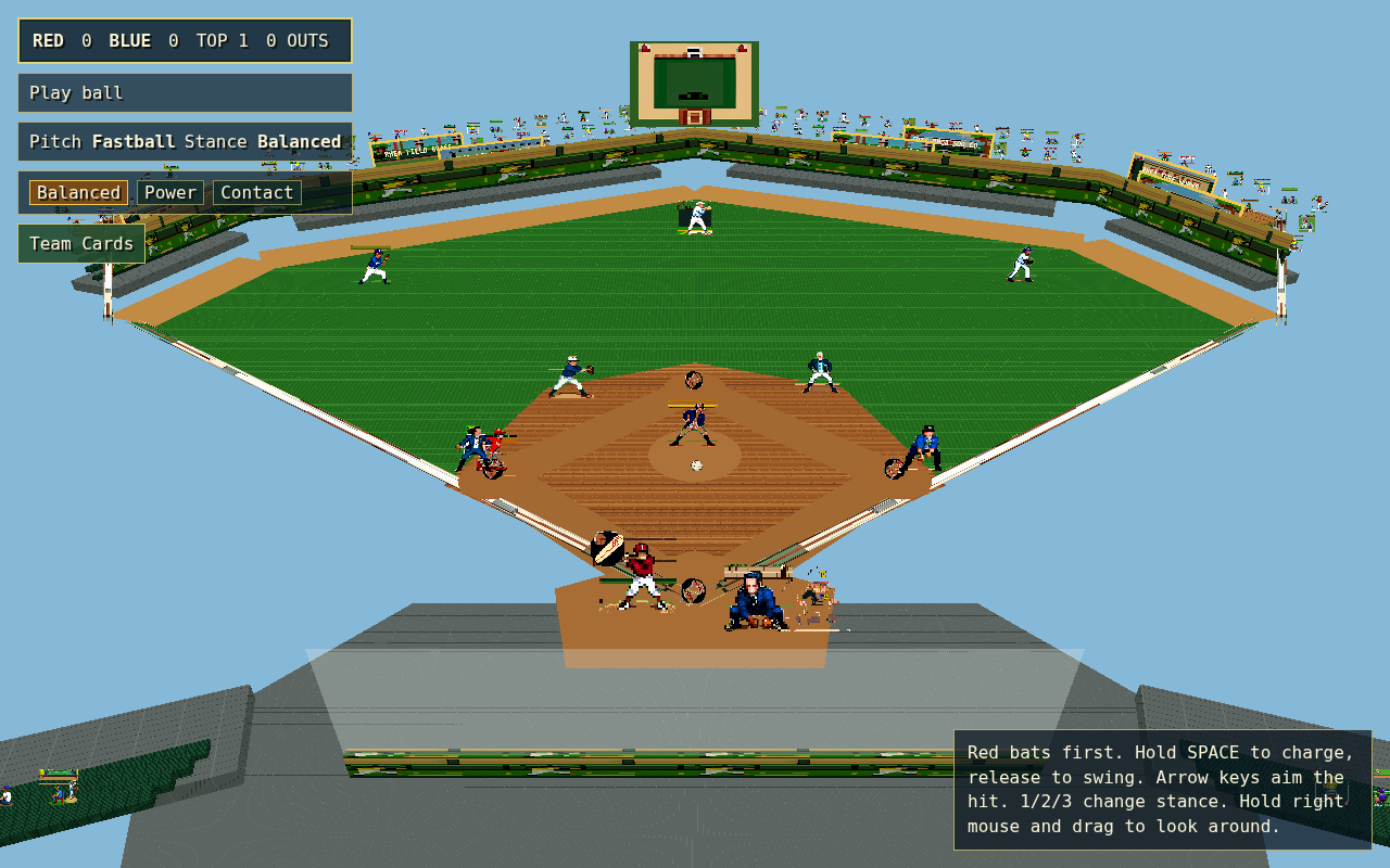 Early Timestorm Baseball build view with a stylized Wrigley Field-inspired stadium