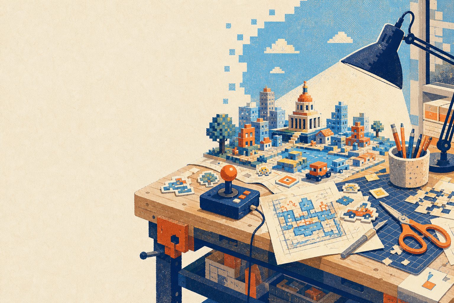 Original editorial art for 8-Bit America