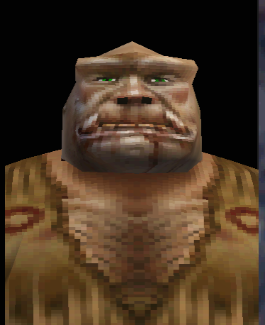 Pixelated EverQuest-style ogre character portrait on a black background