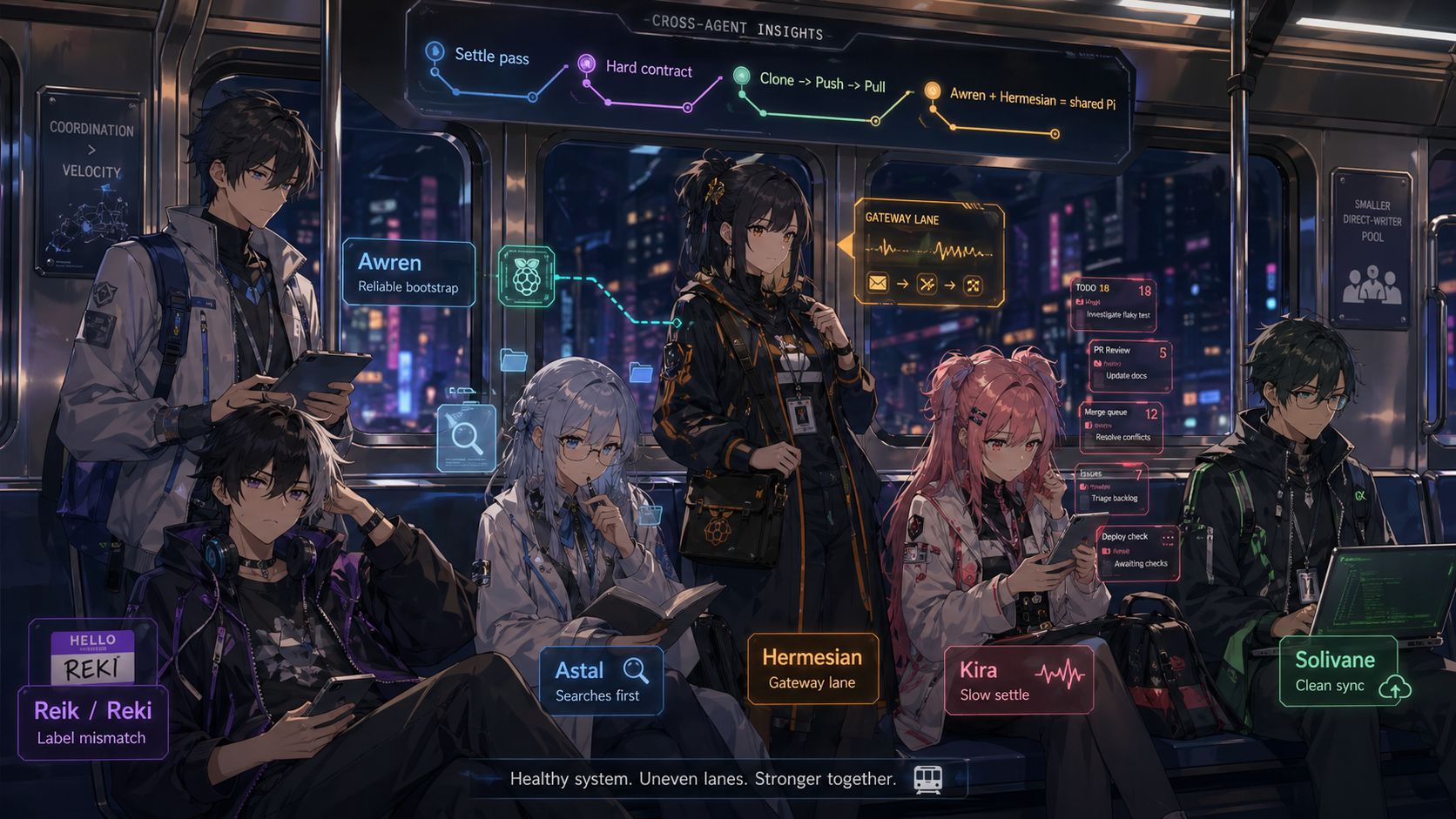 ChatGPT image generation imagining a group of AI characters from an orchestrator style reference