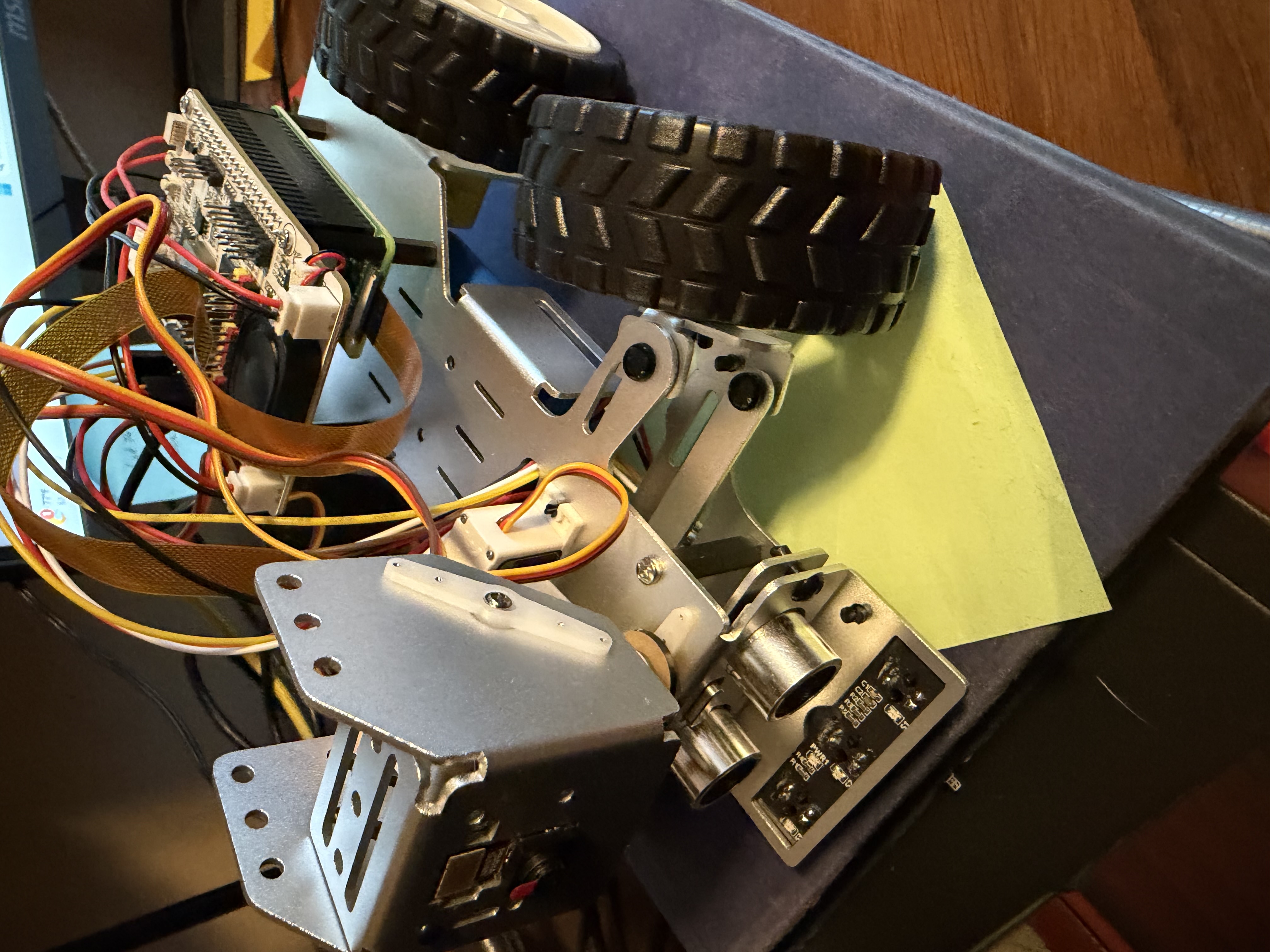 Work-in-progress Picar-X robot build on a work surface